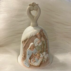 Vintage Homco 3D Nativity Scene Collector Porcelain Bell